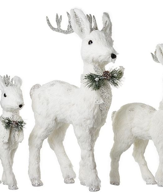 Beautiful Large White Deer Decoration. Size 64cm tall x 38cm long x 16cm wi