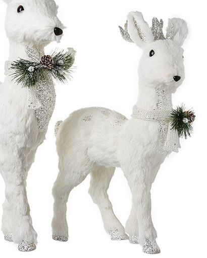 Beautiful Medium White Deer Decoration. Size 52cm tall x 31cm long x 15cm w