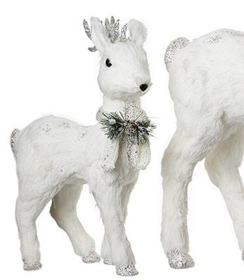 Beautiful Small White Deer Decoration. Size 42cm tall x 23cm long x 12cm wi