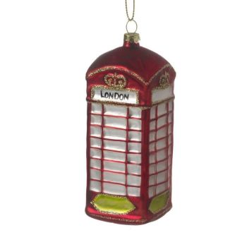 London Red Glass Telephone Box - 11cm x 4.5cm x 4.5cm