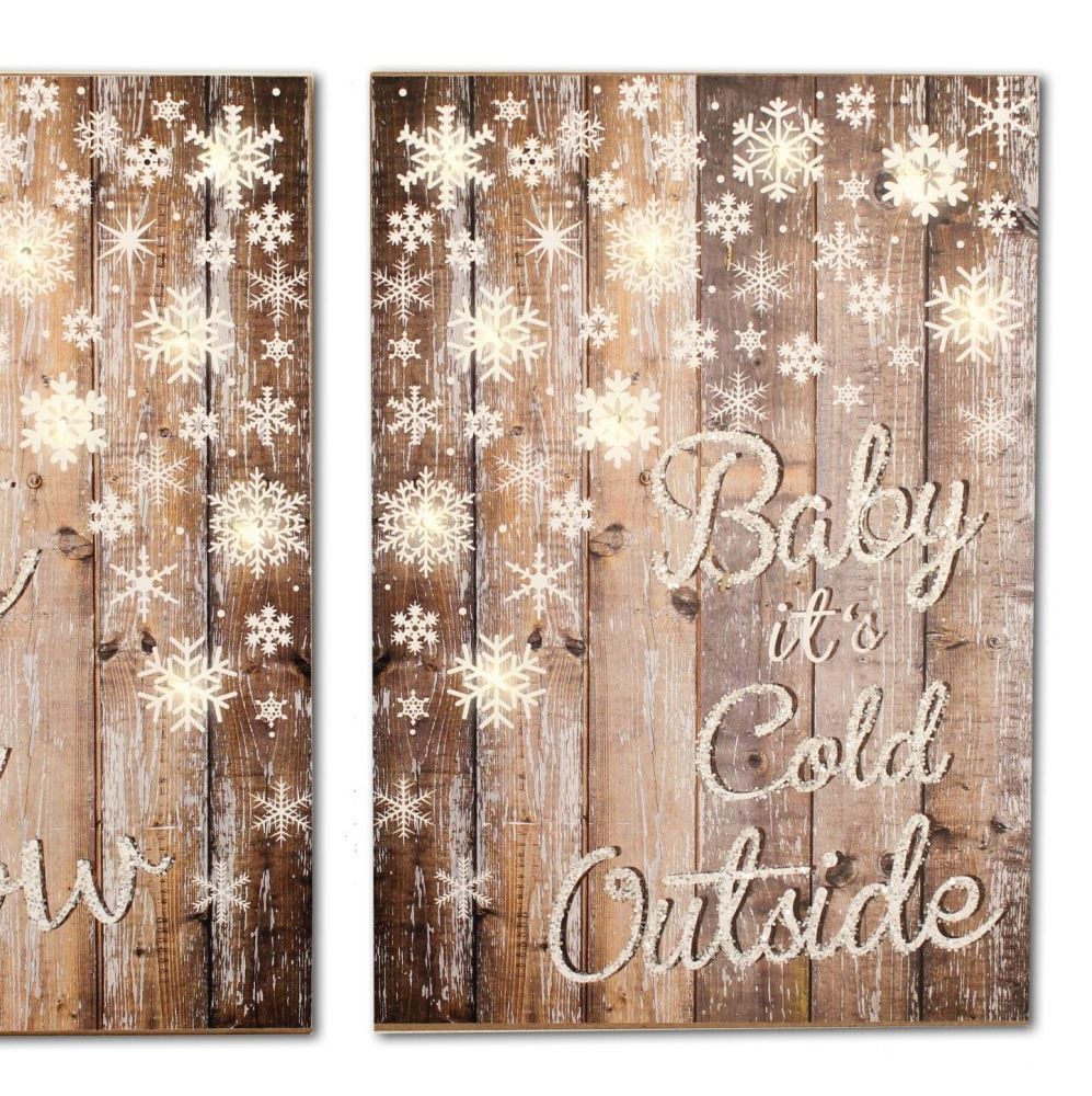 Lovely Cosy Wooden Light Up Sign, 'Baby it's Cold Outside'.