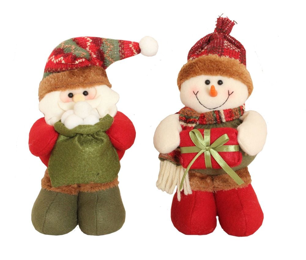 Cute Standing Soft Father Christmas holding a sack full of Snowballs - 27cm