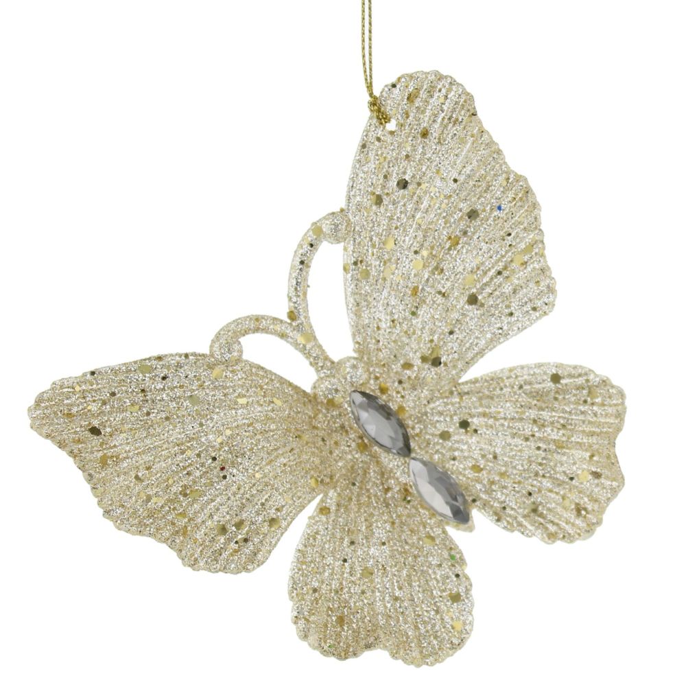 Champagne Gold Glittered Butterfly - 10cm