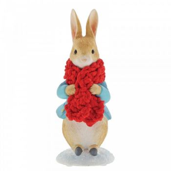 Peter Rabbit in a Festive Scarf - 7cm tall x 4 deep x 4 wide.
