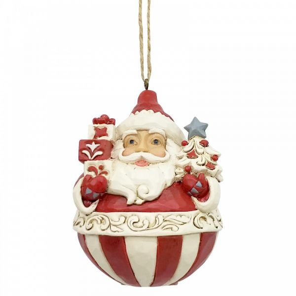 Roly Poly Santa by Jim Shore, Heartwood Creek hanging decoration - 9cm tall