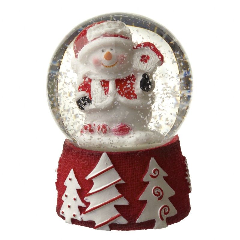 Mini Snowman Snowglobe with White Snow - 4.5 diameter x 6.2cm tall.