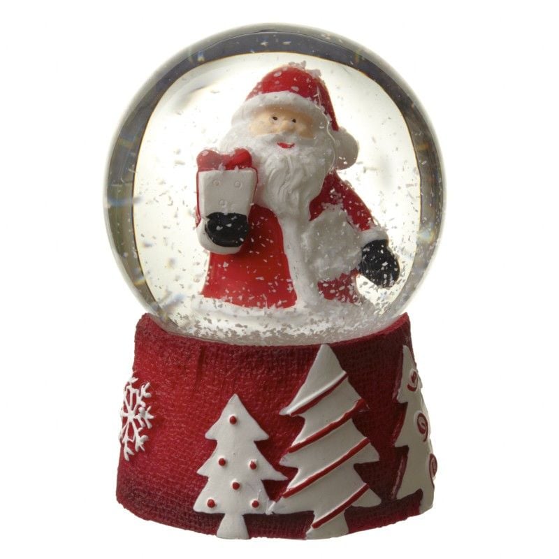 Mini Santa Snowglobe with White Snow - 4.5 diameter x 6.2cm tall.