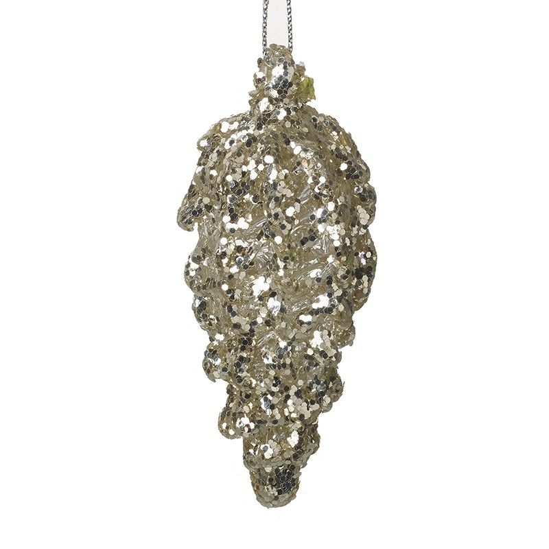 Champagne Gold Glass Drop Christmas Bauble - 8cm x 4cm x 4cm.