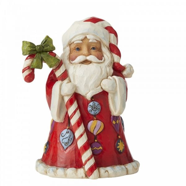 Santa with Candy Cane Figurine by Jim Shore's Heartwood Creek - 9cm tall x