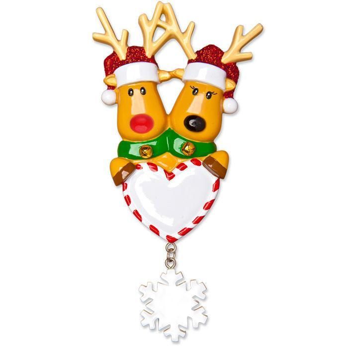 Reindeer Couple with Heart Christmas ornament 
