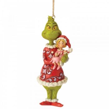 The Grinch holding Cindy Lou Hanging Ornament by Jim Shore - 12.5cm tall x 4 wide x 4.5 deep