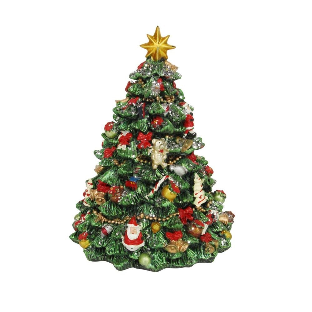 Revolving Christmas Tree Music Box - 16cm tall x 11.5cm diameter.