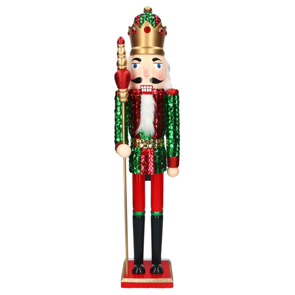 Gorgeous Large Red & Green Nutcracker Soldier with Staff - 60cm tall x 11cm
