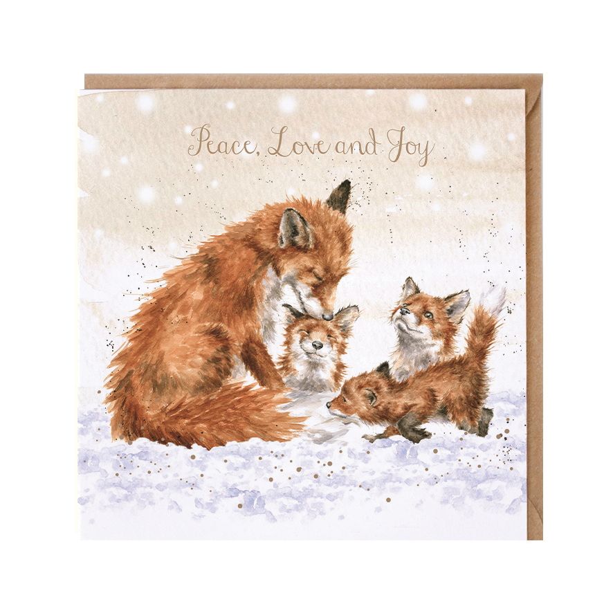 'Peace, Love & Joy' Fox & Cubs Christmas Card by Wrendales Hannah Dale - 15