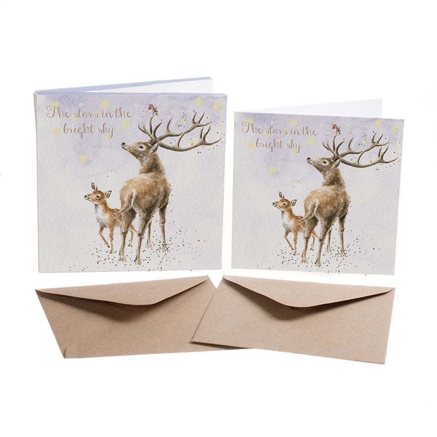 'The Stars in the Bright Sky' Pack of 8 luxury gold foiled cards and envelo