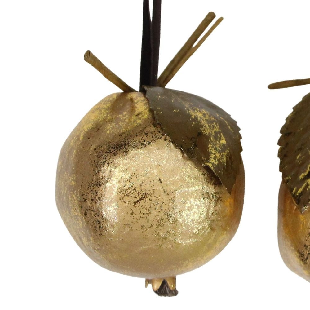 Gold Pomegranate Bauble - 9cm tall x 7.5cm diameter