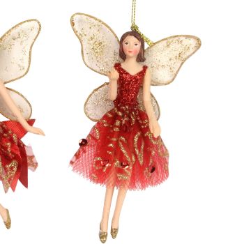 Red & Gold Fairy Bauble - 15cm tall x 9cm wide