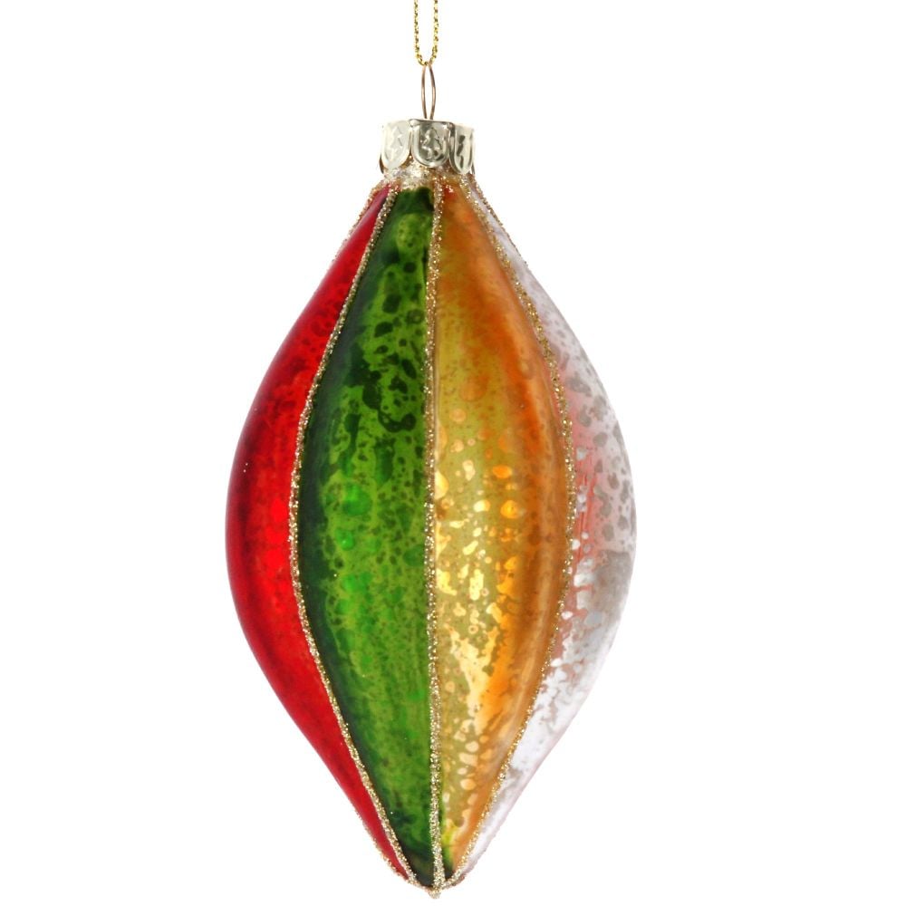 Multi Coloured Drop with Gold glitter - 12cm long x 7cm diameter.