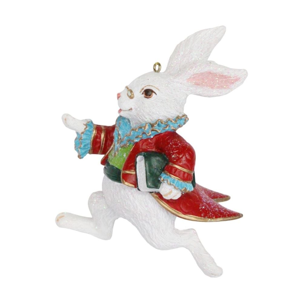 White Rabbit Bauble, Alice in Wonderland Character - 10cm x 7cm x 4cm