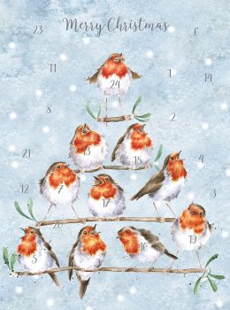 'Rocking Robins'  Advent Calendar Card by Wrendale - 210mm x 158mm