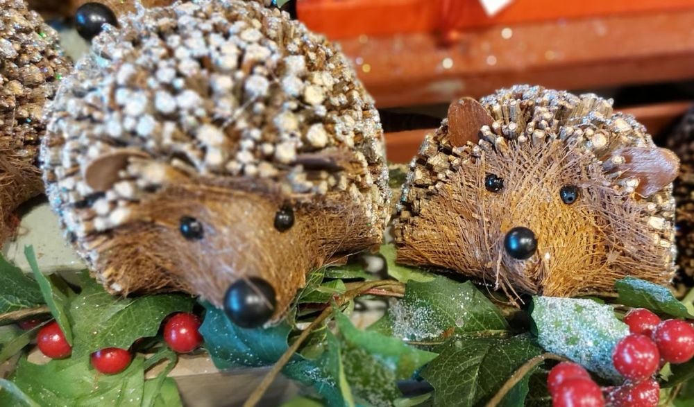 Rustic  Glitter Twig hedgehogs set of 2. 