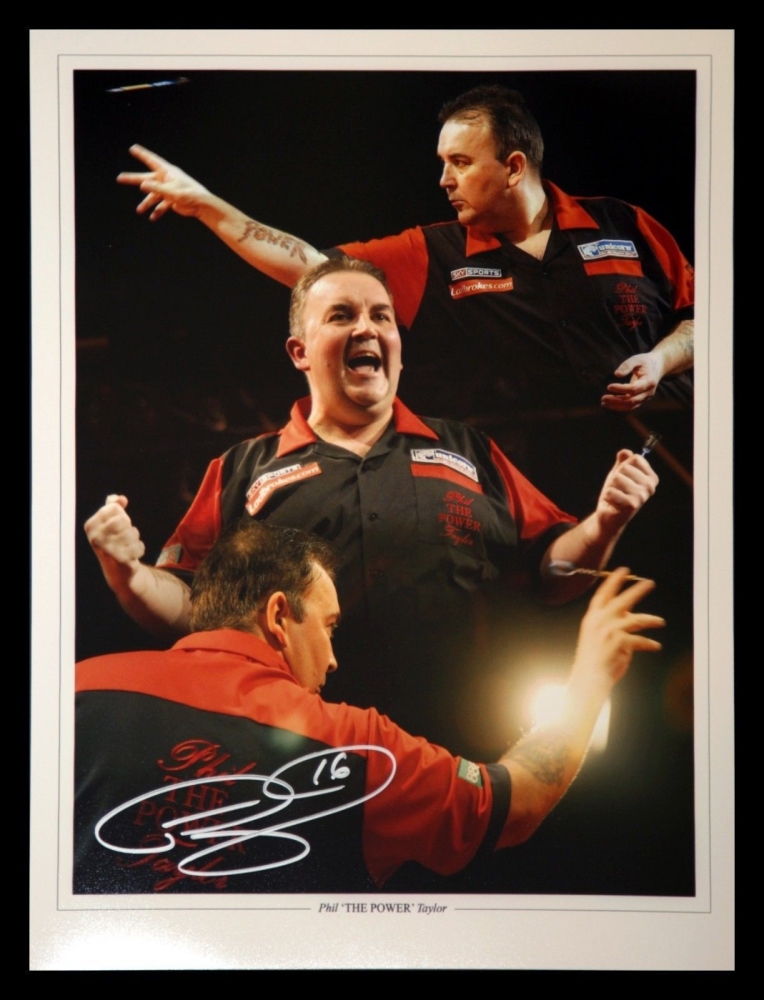 Phil Taylor Signed Darts 12x16 Photograph : A