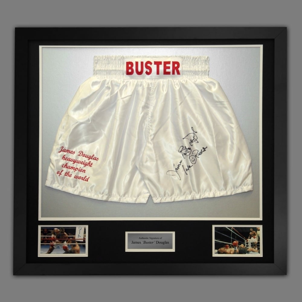 James Buster Douglas Hand Signed And Framed Custom Made Boxing Trunks