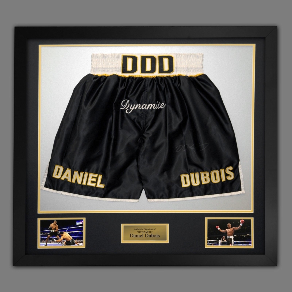  Daniel Dubois Hand Signed And Framed Custom Made Boxing Trunks : A