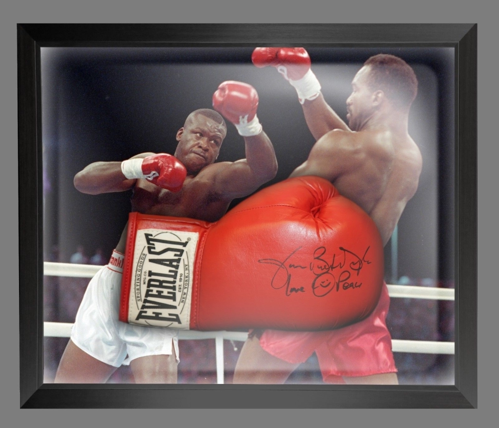 James Buster Douglas Signed Red Boxing Glove Presented In A Dome Frame : C