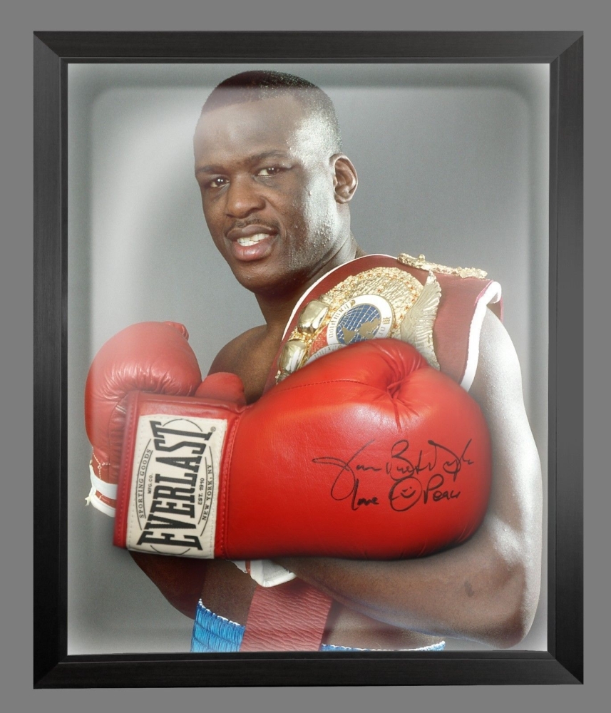  James Buster Douglas Signed Red Boxing Glove Presented In A Dome Frame : B