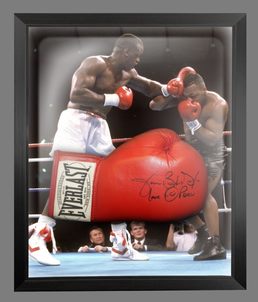 James Buster Douglas Red Boxing Glove Presented In A Dome Frame : A