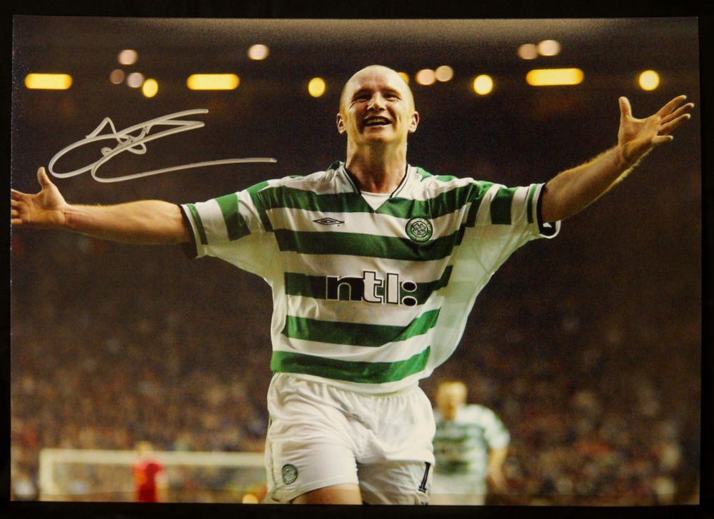 John Hartson Signed Framed Captains Armband Autograph Display Celtic COA 