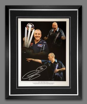 schwarzer Rahmen #299 Reproduktion seltener perfekter Geburtstag Phil Taylor Signiertes Autogramm 297 x 210 mm A4