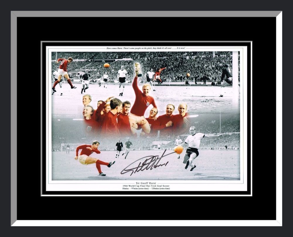 Geoff Hurst England Signed And Framed Football Photograph