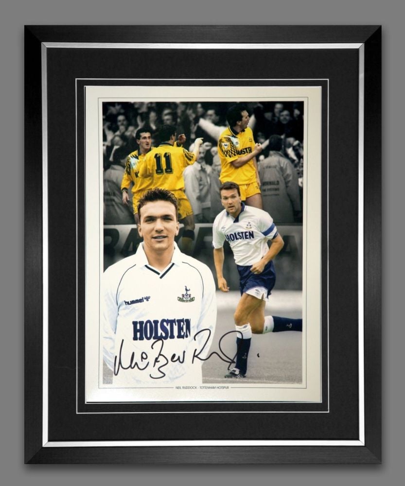  Neil Razor Ruddock Tottenham Hotspur Signed And Framed Football 12x16 Phot