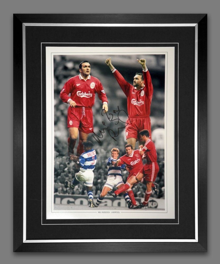  Neil Razor Ruddock Liverpool Signed And Framed Football 12x16 Photograph