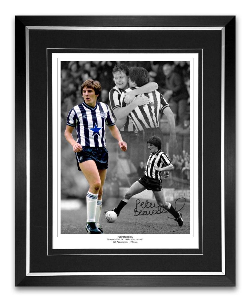 Peter Beardsley Newcastle Signed And Framed Football Montage
