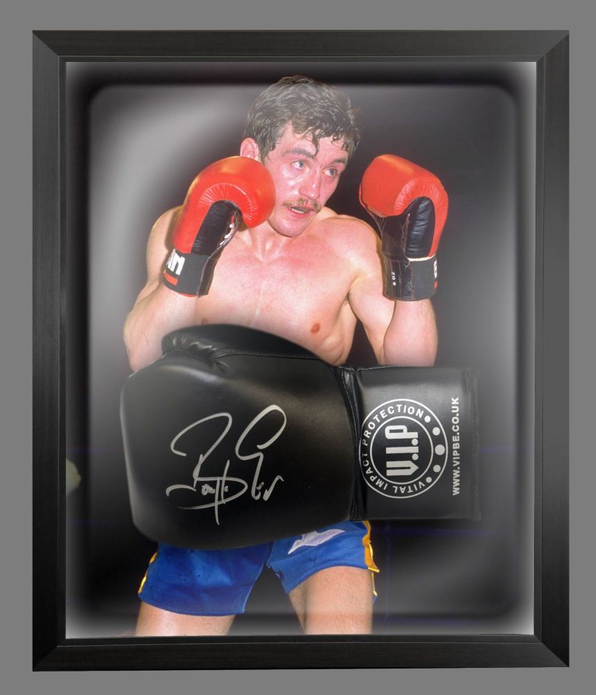 Barry McGuigan Signed Black Vip Boxing Glove Presented In A Dome Frame : A