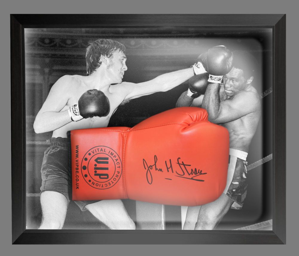 John H Stracey Signed Red VIP Boxing Glove Presented In A Dome Frame : B