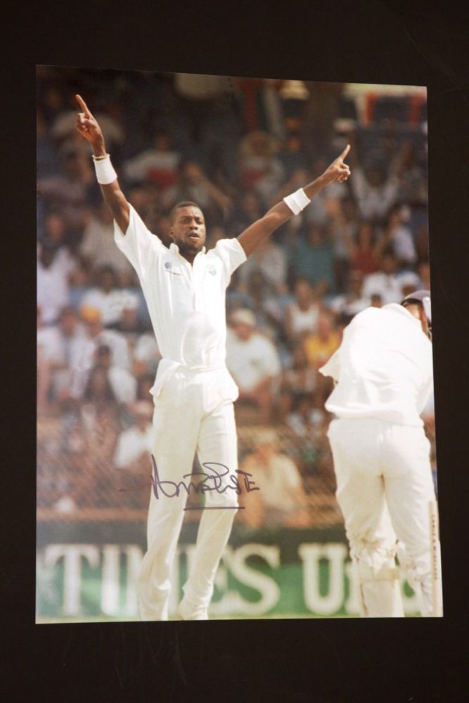 Curtly Ambrose Hand Signed Cricket 12 x16 Photograph : C