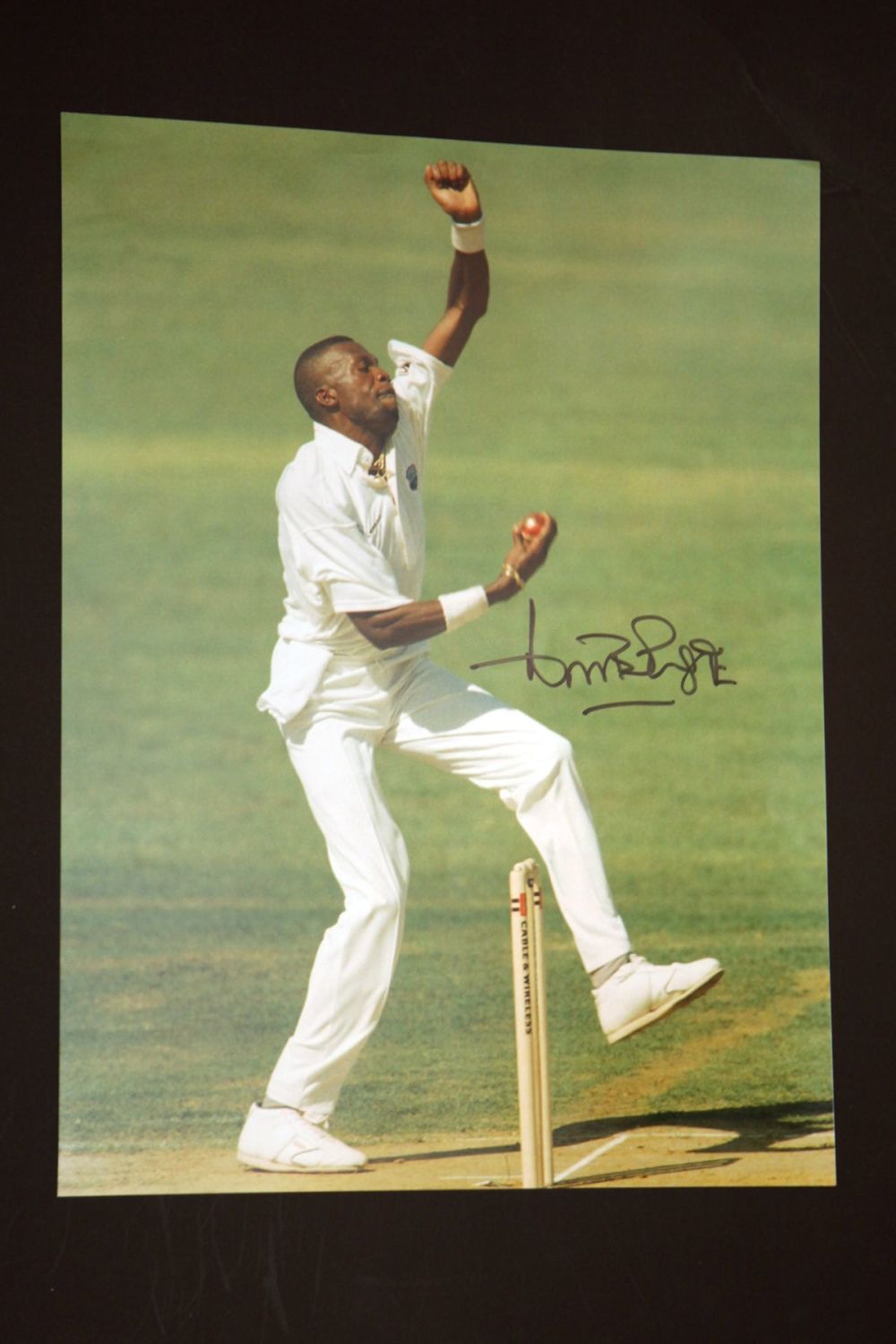Curtly Ambrose Hand Signed Cricket 12 x16 Photograph : D