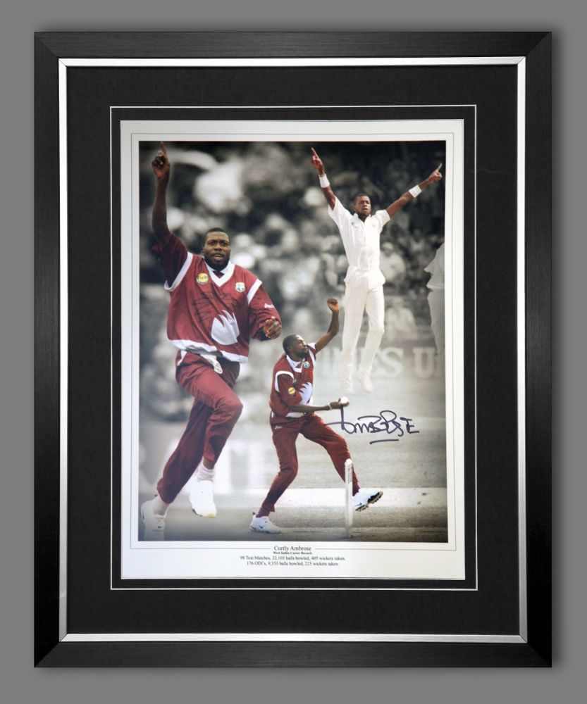 Curtly Ambrose Hand Signed  And Framed Cricket 12 x16 Photograph : B