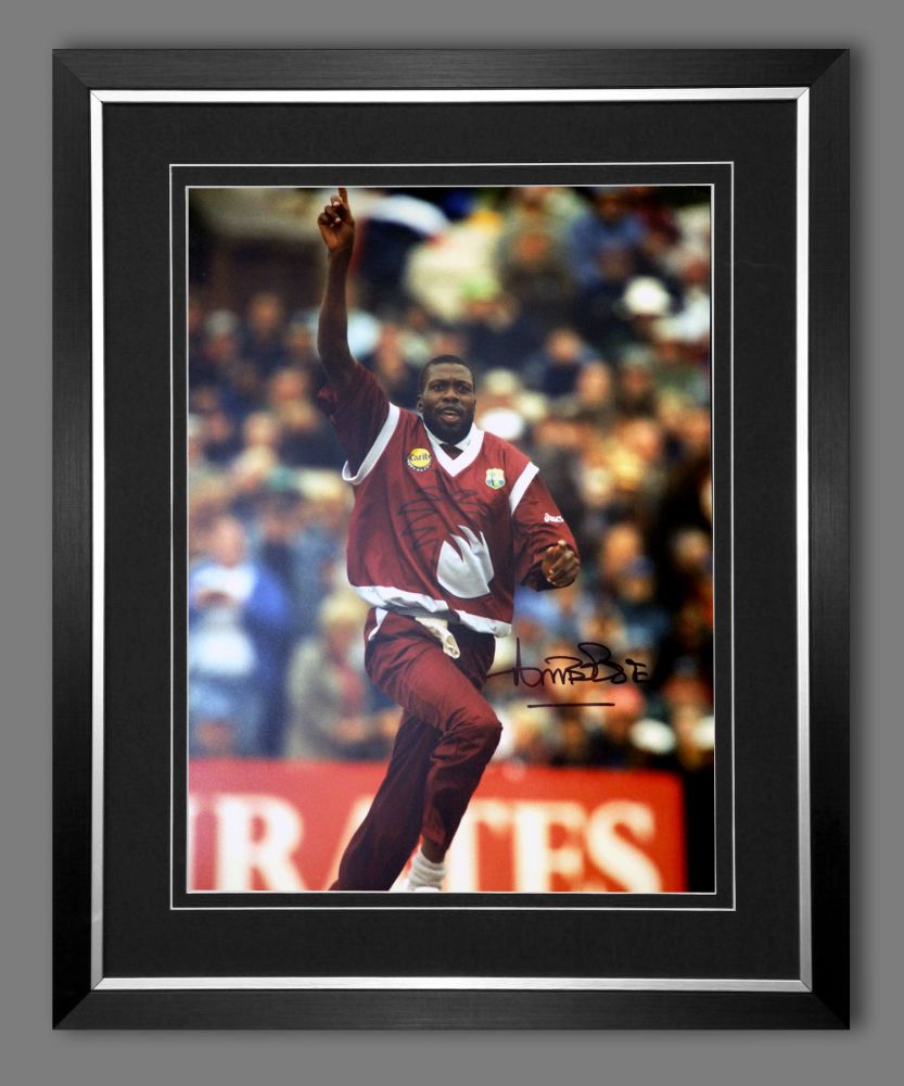 Curtly Ambrose Hand Signed  And Framed Cricket 12 x16 Photograph : C