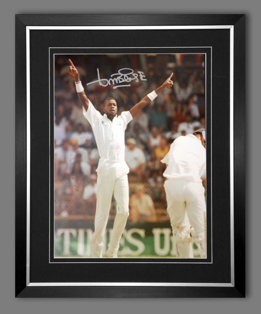 Curtly Ambrose Hand Signed  And Framed Cricket 12 x16 Photograph : G