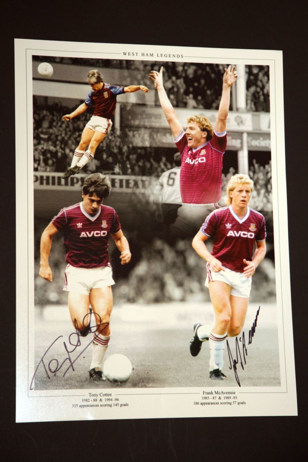 Tony Cottee And Frank Mcavennie Hand Signed West Ham United Football Photog
