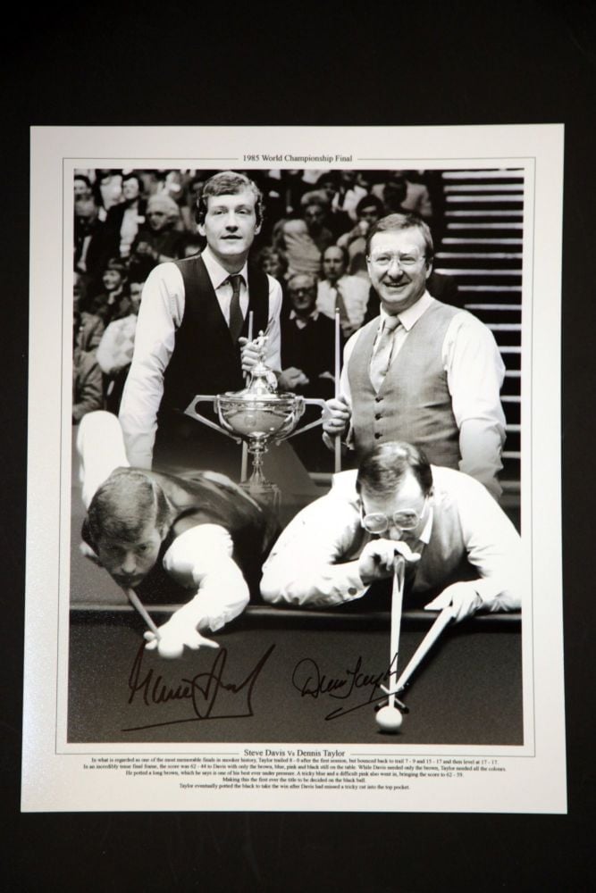 Steve Davis And Dennis Taylor Duel Hand Signed Snooker 12x16 Photograph 