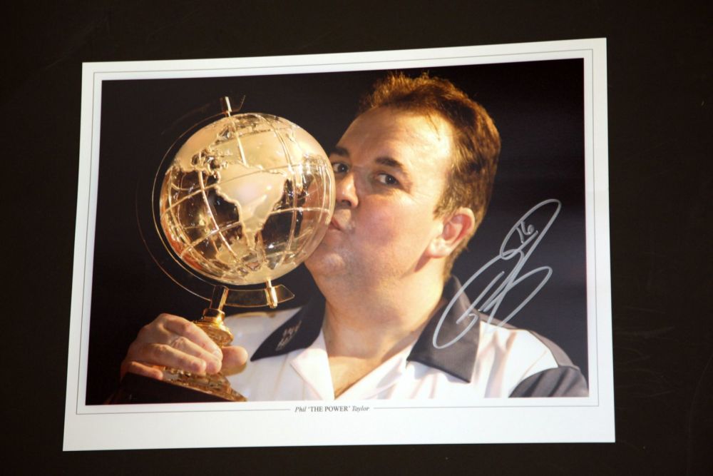 Phil Taylor Signed Darts 12x16 Photograph : G
