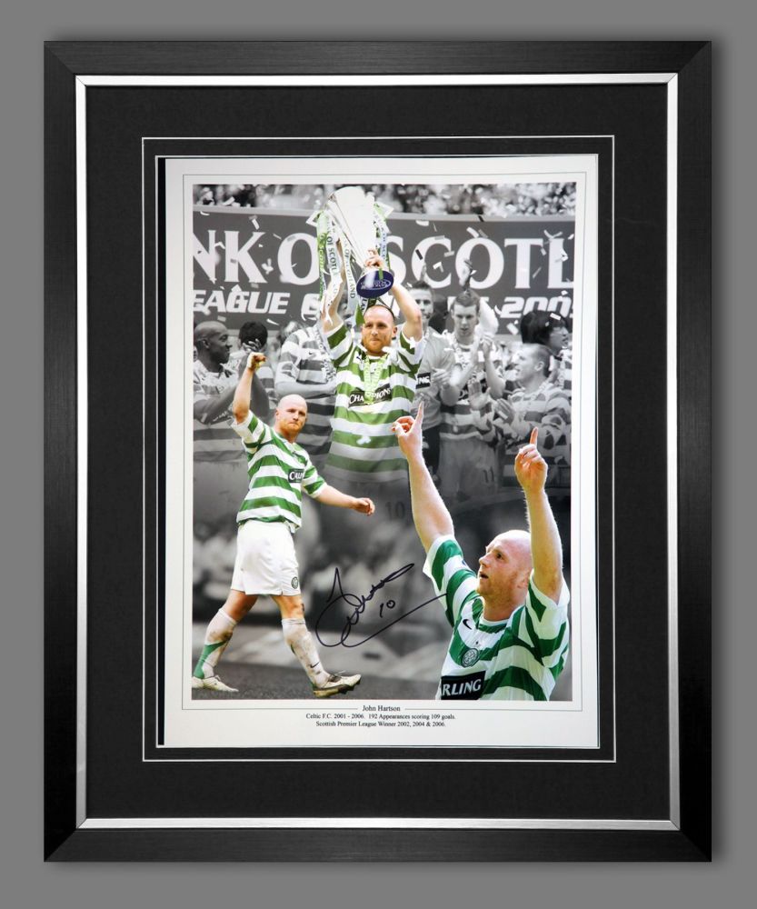 John Hartson Signed And Framed Celtic 12x16 Photograph : A
