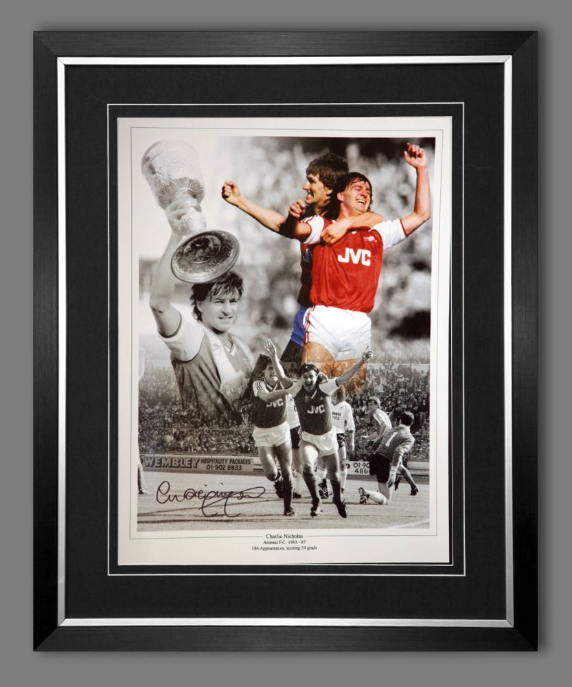 Charlie Nicholas Hand Signed And Framed Arsenal Fc Football 12x16 Photograp