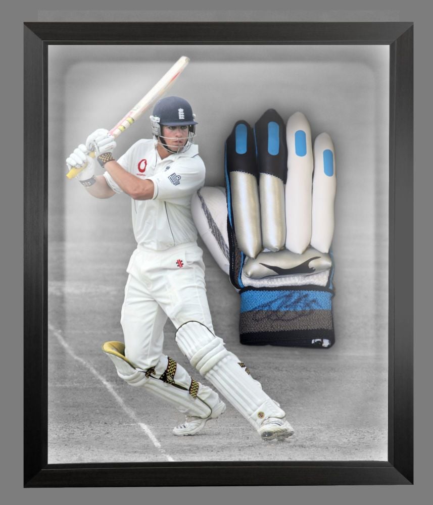 Alastair Cook Signed Cricket Batting Glove Presented  In A Dome Frame